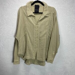 Heyson Womens NWT Button Down Long Sleeve Shirt Tunic‎ Neutral Color Flowy